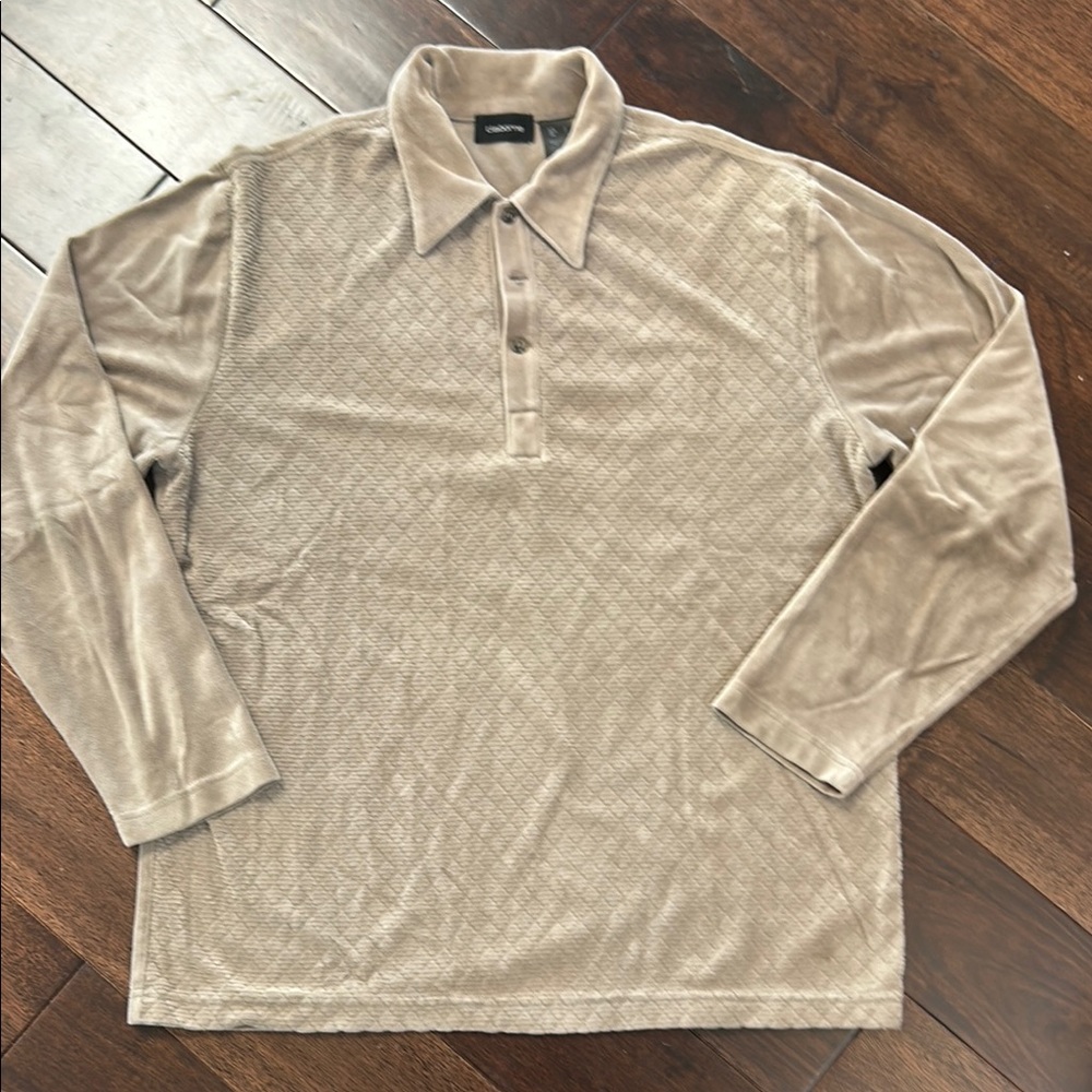 Calvin Klein Tan Polo Shirt with Textured Design